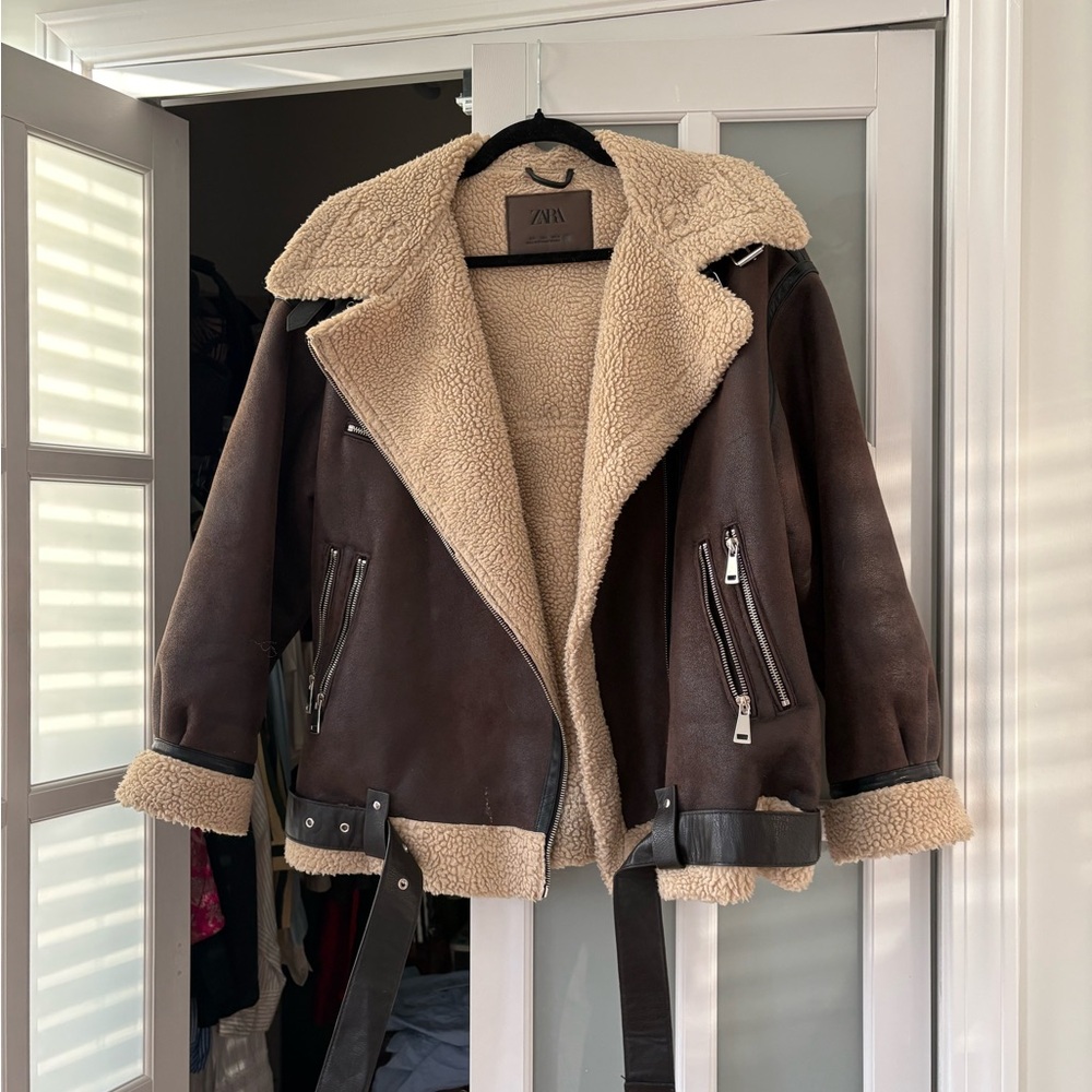 Zara Cream Shearling Jacket